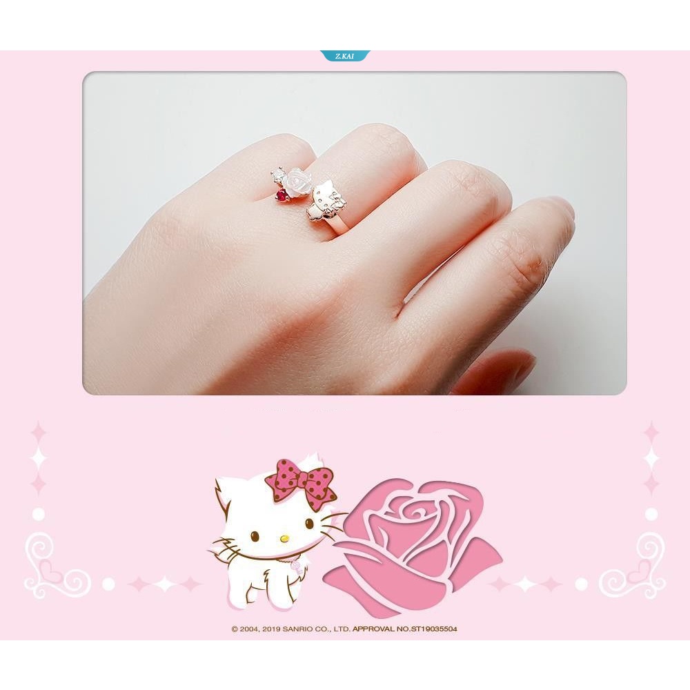 Sanrio Kawaii Anime Cartoon Series HelloKitty CharmmyKitty Cute Rose Gold Cincin Manis Rose Gold Open Ring Hadiah Ulang Tahun [ZK]