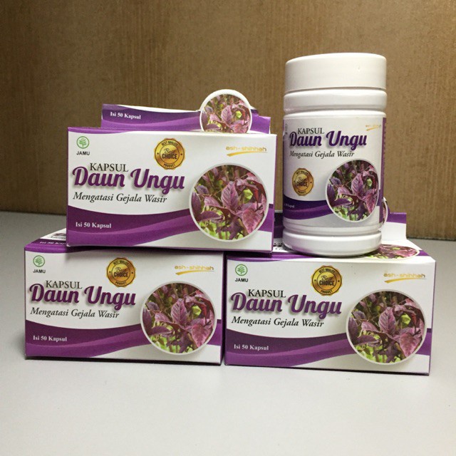 Kapsul Herbal Daun Ungu ORIGINAL BPOM Obat Ambeien Wasir Ambeyen Ampuh Benjolan Asli Ash Shihhah