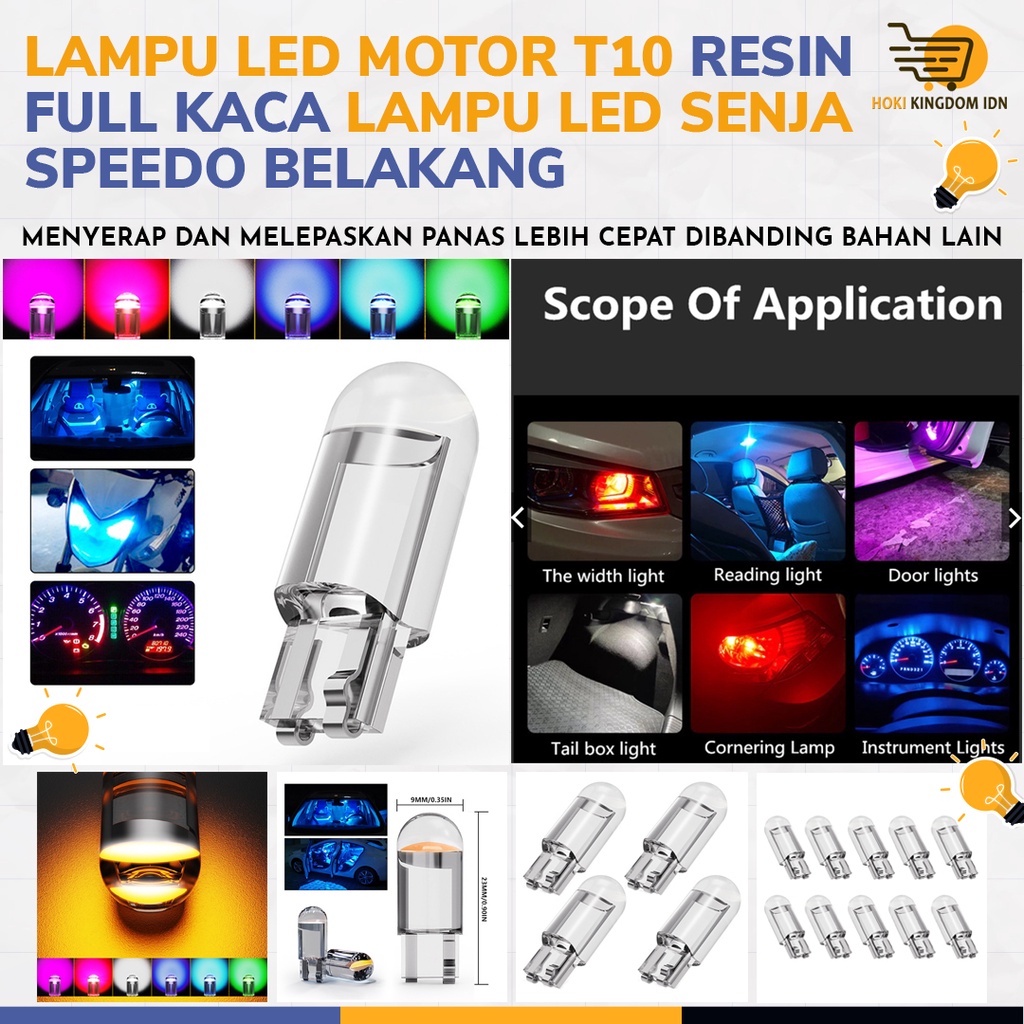 LAMPU LED MOTOR T10 RESIN FULL KACA LAMPU LED SENJA SPEEDO BELAKANG