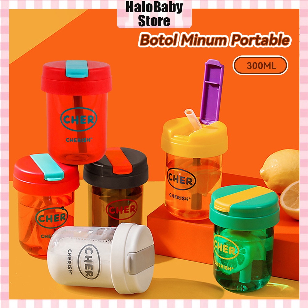 Halo Baby Botol Minum Anak Sekolah Botol/Botol Minum Cher Portable Anti Bocor/botol minum air mini 300ml