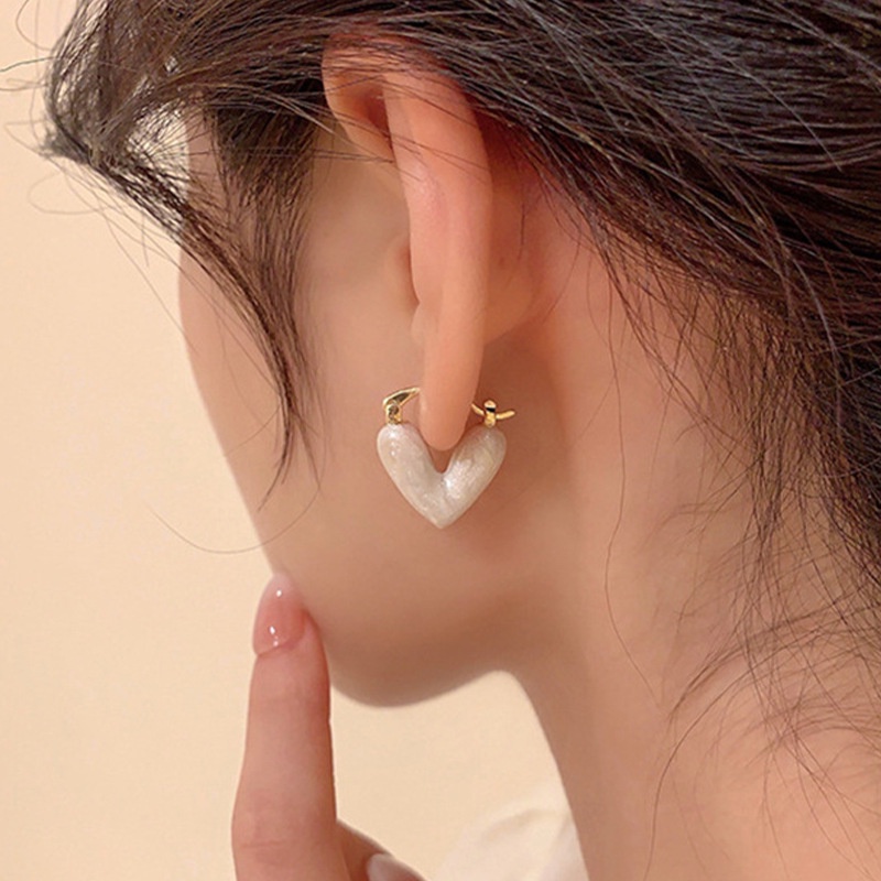 Anting Hati Putih Manis Korea Untuk Wanita Ins Sederhana Anting Tetes Lapis Emas2023Perhiasan Baru