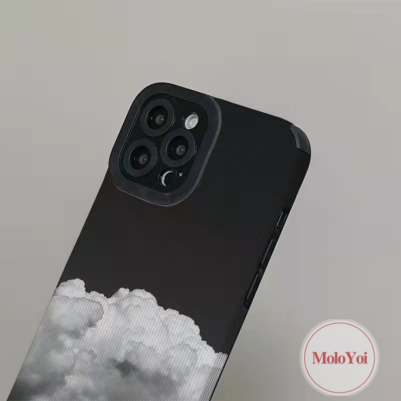 Shockproof Soft Tpu Case Kompatibel Untuk IPhone XR XS X Max11 14 13 12 Pro Max 8 7 Plus 11 Pro Max 7Plus Artistik Kreatif Awan Mewah Tekstur Kulit Ponsel Cover