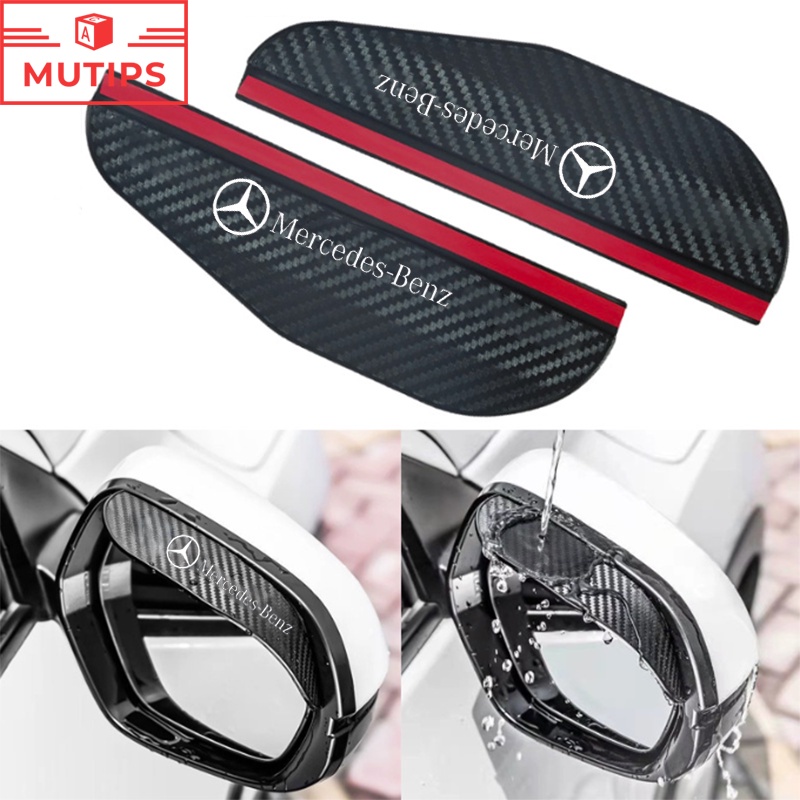 Mercedes Benz 2Pcs Kaca Spion Mobil Serat Karbon Visor Hujan Alis Pelindung Cover Stiker Untuk W207 W211 W205 W212 W204 W220 W206 W124 W213 W218 EQE EQC W222