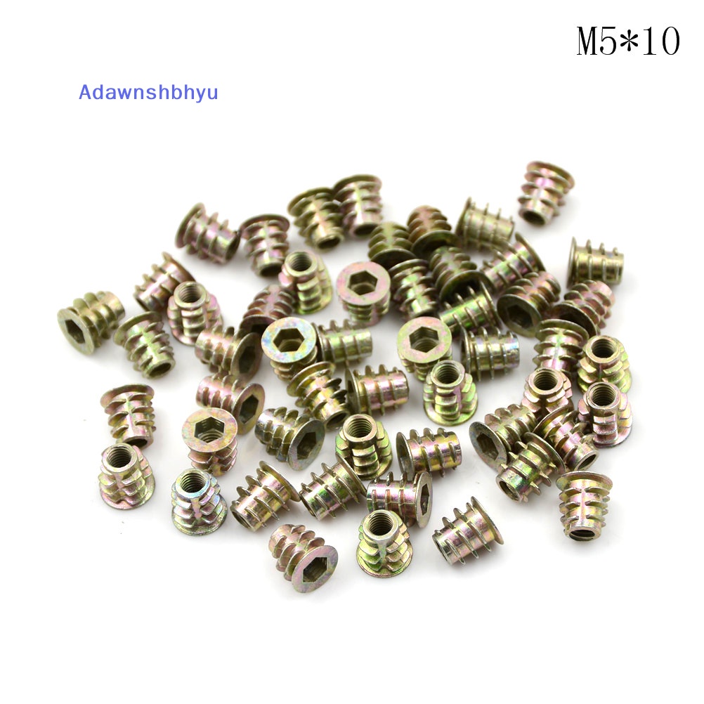 Adhyu 50Pcs M4 M5 M6 Zinc Hex Drive Head Screw Insert Nut Ulir Untuk ID Kayu