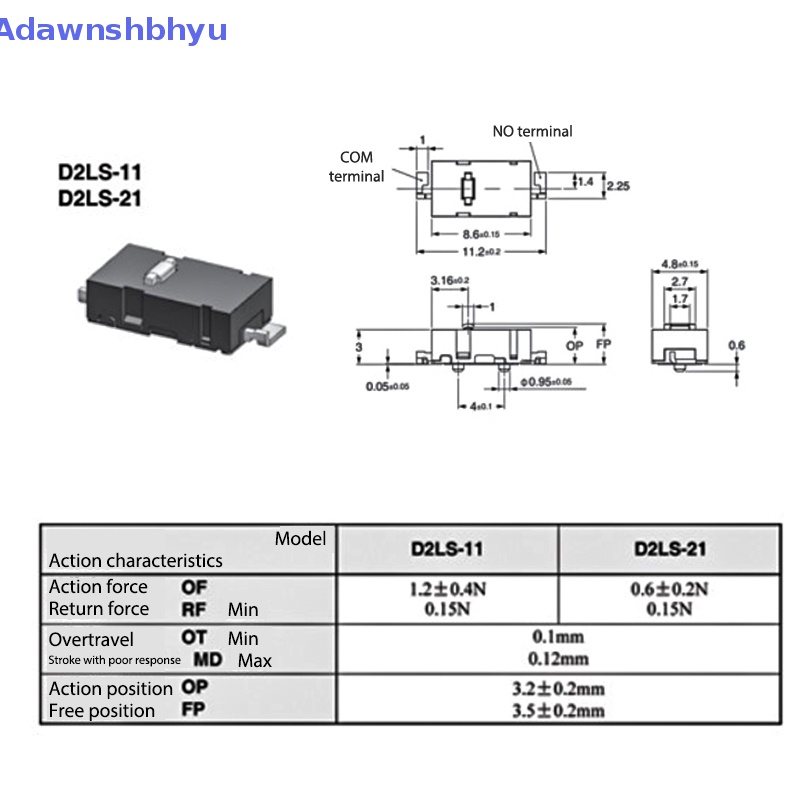 Adhyu 2Pcs Omron Mouse Micro Switch D2LS-21 D2LS-11 Untuk Kemana Saja MX Logitech M905 G903 ID