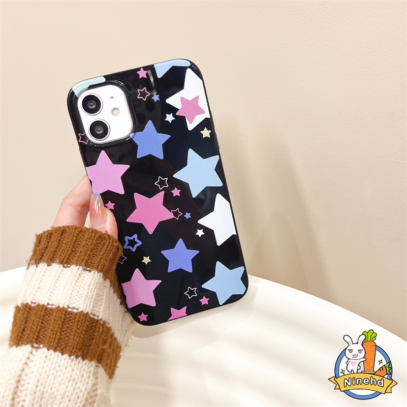 IPHONE Casing Kompatibel Untuk Iphone14 13 12 11 Pro Max X Xr Xs Max8 7 6 6s Plus SE Motif Bintang Mewah Lapisan Ganda Dicetak Ponsel Case Lensa Anti Gores Silikon Cover Pelindung