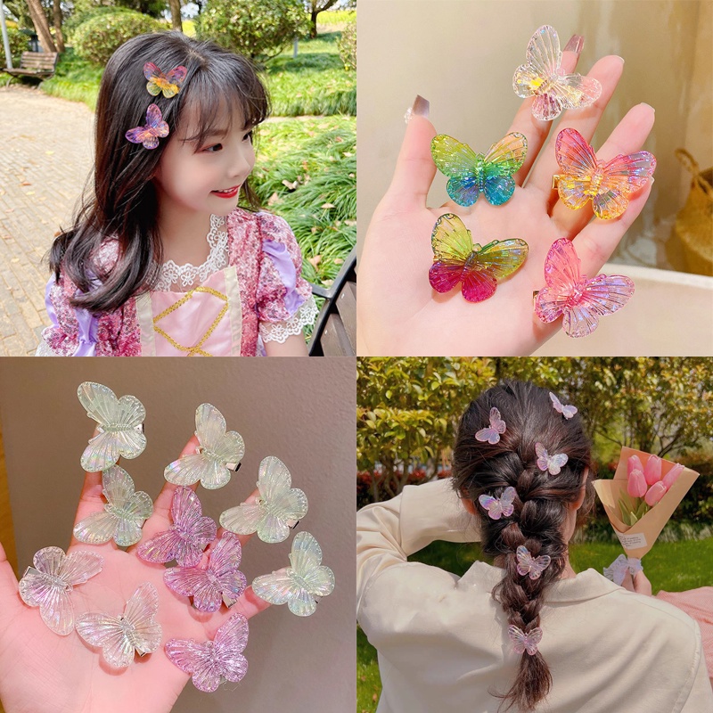 5pcs/set Klip Rambut Kupu-Kupu Fashion Anak Gradien Jepit Rambut Kecil Aksesoris Rambut Gadis