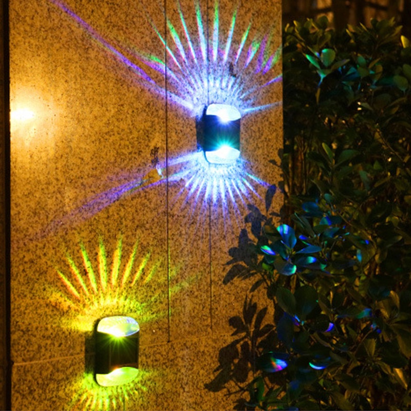 Outdoor Solar Wall Lamp/Kualitas Tinggi Warna Cahaya Hangat Bercahaya Lampu Malam/Tahan Air LED Pagar Step Up And Down Tangga Lampu Dinding/Dekorasi Pemandangan Halaman Taman