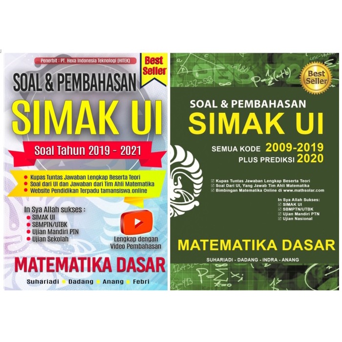 ⭐PROMO BUKU (COD)⭐ Buku Soal dan Pembahasan SIMAK UI Matematika Dasar 2009-2019 +2020