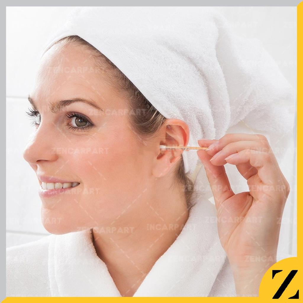 (6ak) Cotton Bud buds Swab Pembersih Korek Kuping telinga bambu kayu Refill Kapas Bamboo 1 pak isi 100pcs 100 pcs