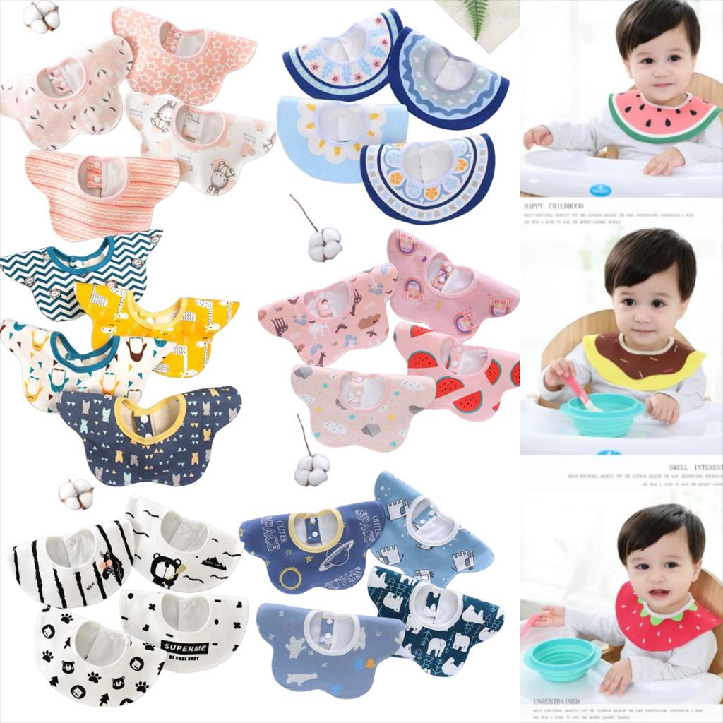 JM0057 1 Set isi 4 Bibs Anak Set 360 Celemek Makan Bayi Apron Tatakan Iler Slabber Burpy Tatakan Pundak Baby Bib Slaber