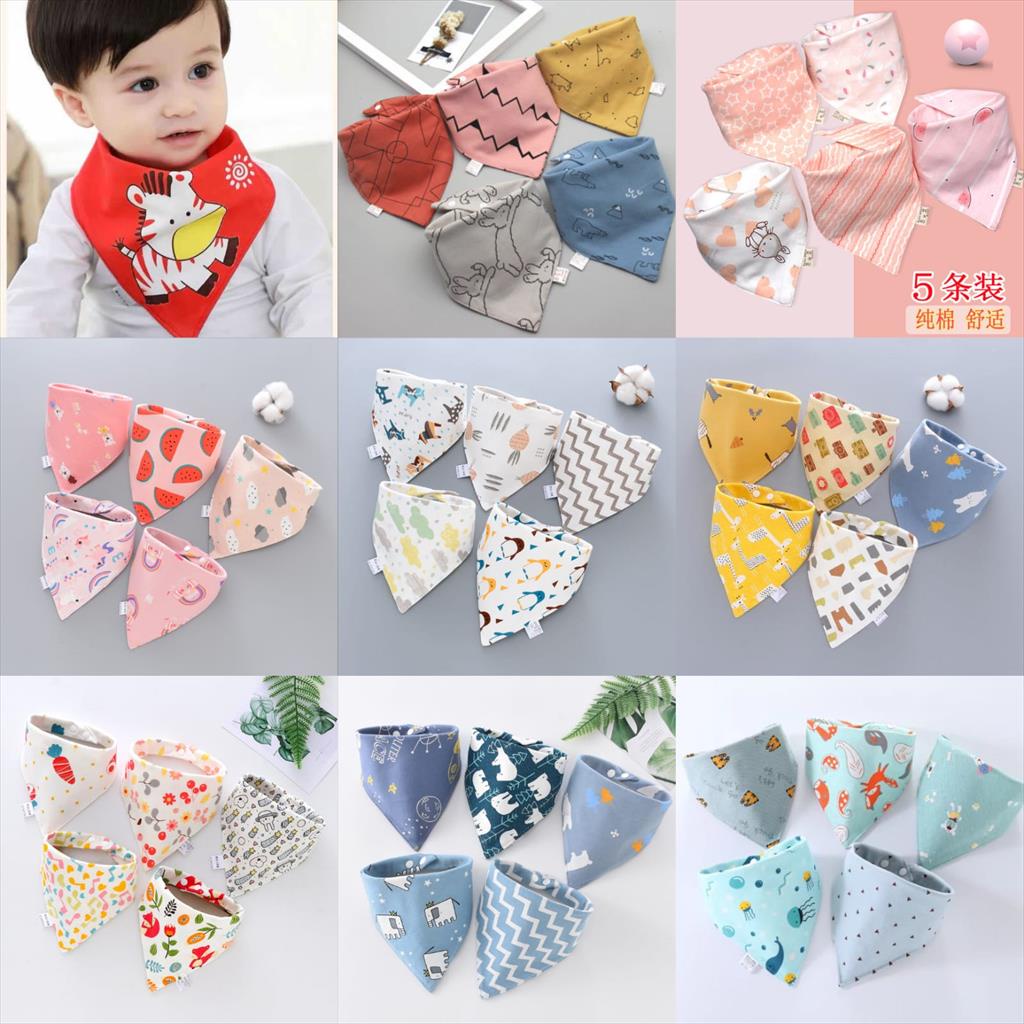 1 Set isi 5 JM0058 Bibs Anak Set SegitigaCelemek Makan Bayi Apron Tatakan Iler Slabber Burpy Tatakan Pundak Baby Bib Slaber