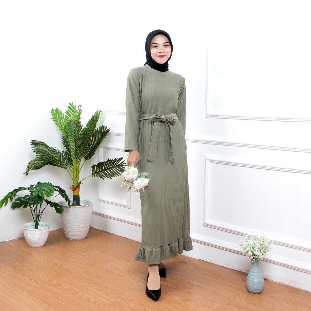 BEFAST - ZNF DRESS MAXY RIMA / Elma Dress Hornet Knit / Dress Wanita RIB Keluaran Terbaru / Fashion Wanita Remaja ABG Trendy / OOTD Wanita Ala Style Korean / Dress Knit Lengan Panjang / Pakaian Kekinian Wanita Kondangan Hijab