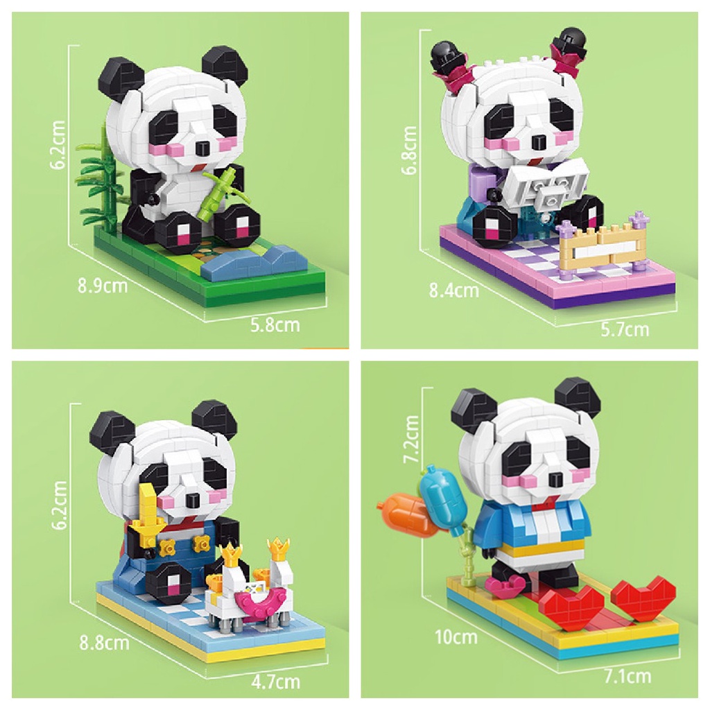 Baru Mini Panda Building Block Partikel Mainan DIY Building Block Panda Dekorasi Dudukan Ponsel