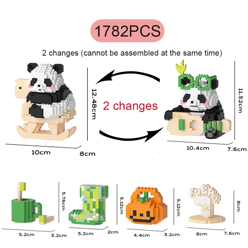 Mainan Puzzle Anak Baru Partikel Kecil Panda Blok Bangunan Model Rakitan Mainan Dekorasi Desktop Mainan Hadiah Hari Anak Hadiah Ulang Tahun