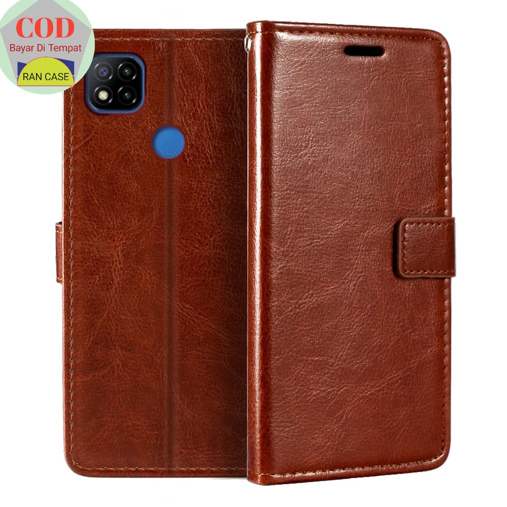 CASE XIAOMI REDMI 9C LEATHER CASE SARUNG HP DOMPET KULIT FLIP COVER KESING HEADPHONE