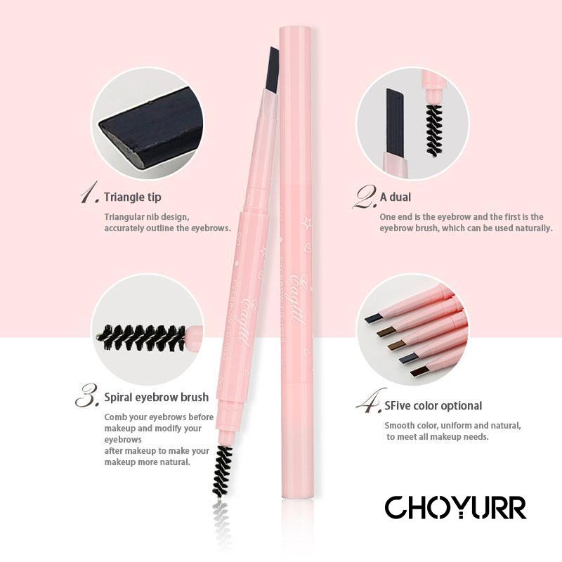 【COD】LAMEILA Pensil Alis Original Eyebrow 2 in 1 Kepala Ganda 4 Warna Pink Sakura Double Head Tahan lama-CH