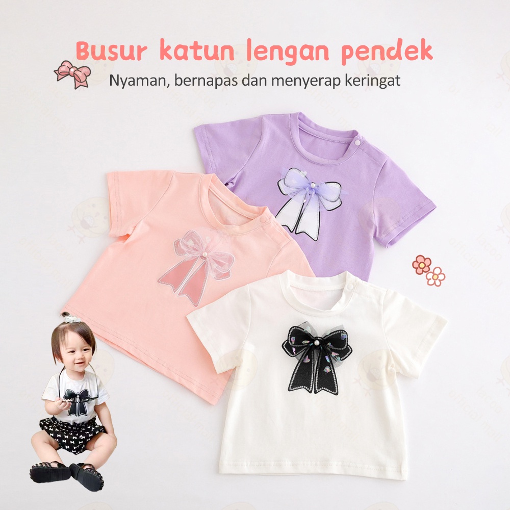 Lacoo Baju anak perempuan motif kupu-kupu Kaos anak cewek pendek Pakaian baju bayi