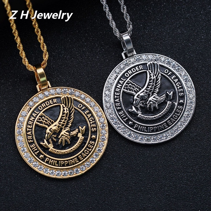 Z H Perhiasan Vintage Berlian Elang Liontin Fashion Pria Anti Karat Kalung Liontin Hip Hop Pesta Baja Titanium Perhiasan Aksesoris Grosir