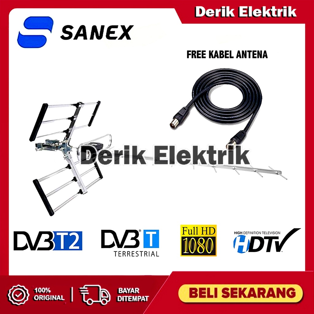 SANEX ANTENA TV DIGITAL + BOOSTER SN 889 DG / SN-889 DG / SN889 DG (FREE KABEL) GARANSI RESMI