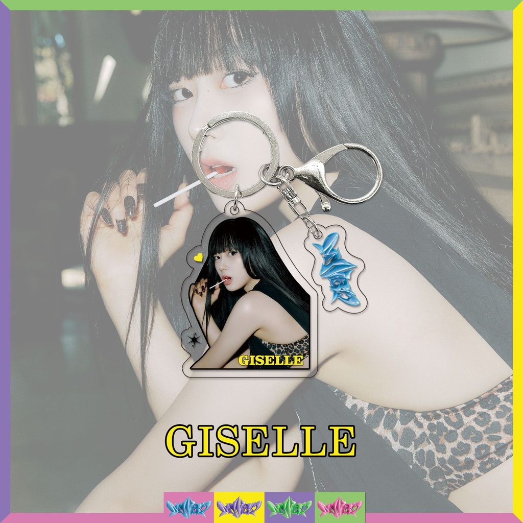 1pc AESPA MY WORLD Album Gantungan Kunci Akrilik NINGNING WINTER KARINA GISELLE Key Ring Gantung Atas