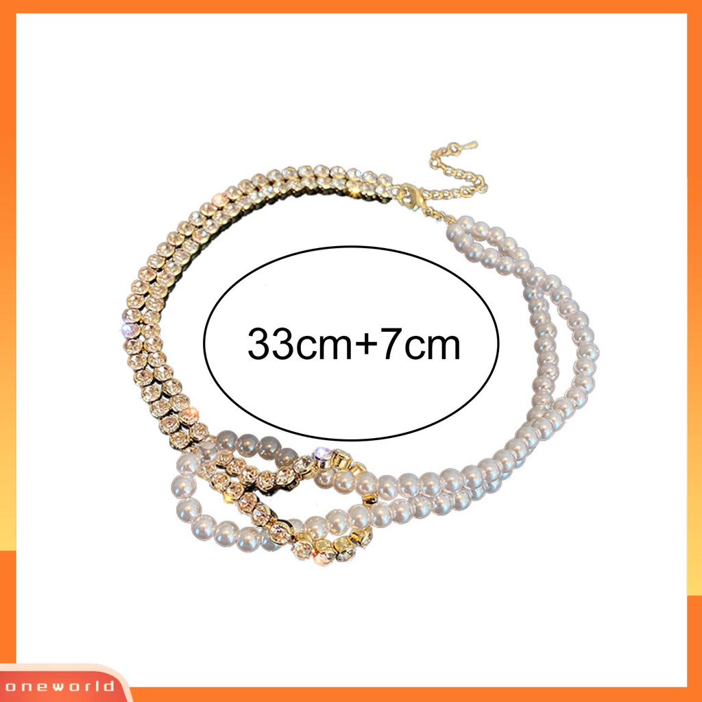 [ONE] Choker Lustre Mutiara Imitasi Perhiasan Wanita Double Layers Patchwork Rantai Kalung Untuk Hari Ibu