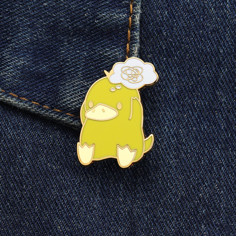 Lucu Psyduck Keras Ename Pin Bebek Kuning Overthinking Bros Lencana Kerah Pin Kartun Hewan Perhiasan Hadiah Untuk Teman Penggemar