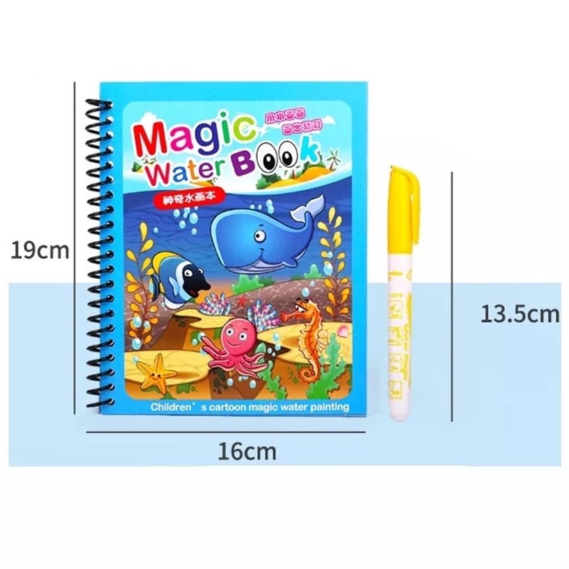 WE Magic Water Book Buku Gambar Mewarnai Ajaib Magic Water Pen Buku Warna Mainan Edukasi Anak Coloring Books