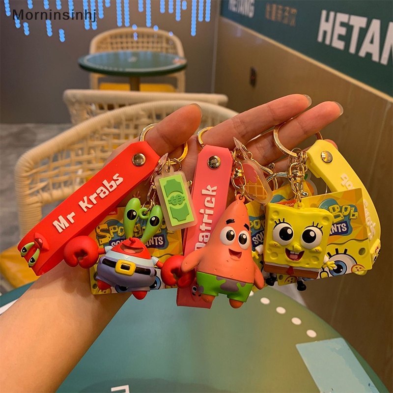 Mornin Lucu Kartun SpongeBob SquarePants Liontin Kawaii Gantungan Kunci Holder Mobil id