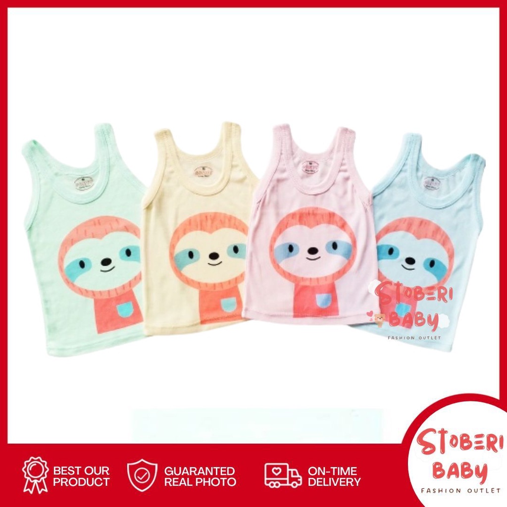 stoberi baby - KAOS SINGLET MOTIF WARNA ANAK kaos dalam oblong anak laki2 dan perempuan newborn-3thn