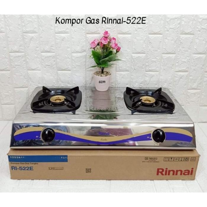 Kompor Gas Stainless 2 Tungku Rinnai / Kompor Rinai 2 Api RI-522E