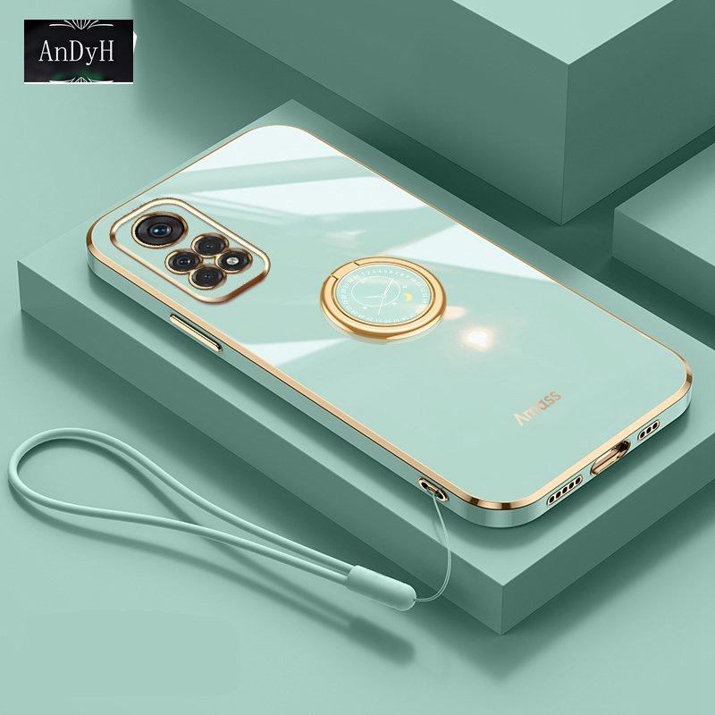 Andyh Xiaomi Redmi Note 11 Pro 4G Note 11S 4G Xiaomi POCO X4 Pro 5G POCO M4 Pro 4G Deluxe Perlindungan Jatuh Pita Emas Dengan Jam Cincin Dan Lanyard Gratis