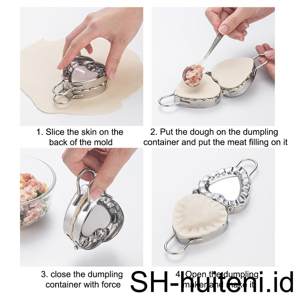 Dumpling Maker Dough Slicer Cetakan Stainless Steel Gadget Portabel Berbentuk Hati Dumplings Mold Chinese Food Dapur Rumah