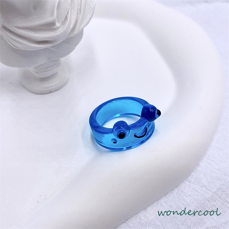 Katak Resin Cincin Warna-warni Kepribadian Hewan Kartun Cincin Jari Lucu-Won