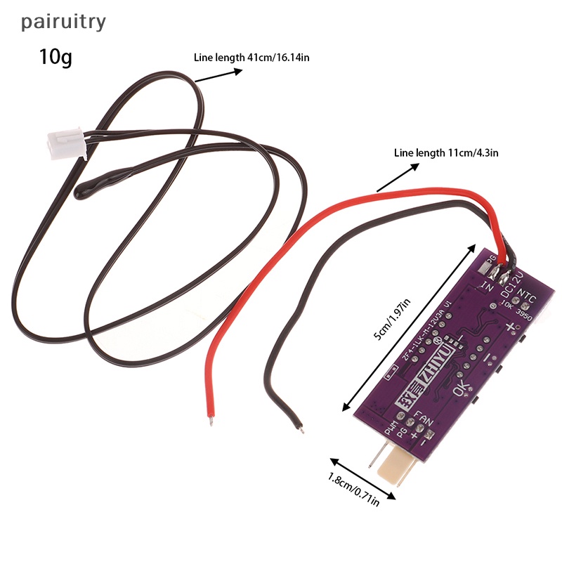 Prt Kecil 4kabel DC12V PWM Temperature Control Gubernur Digital Display Mendukung Shutdown Kipas Internal 3A PRT