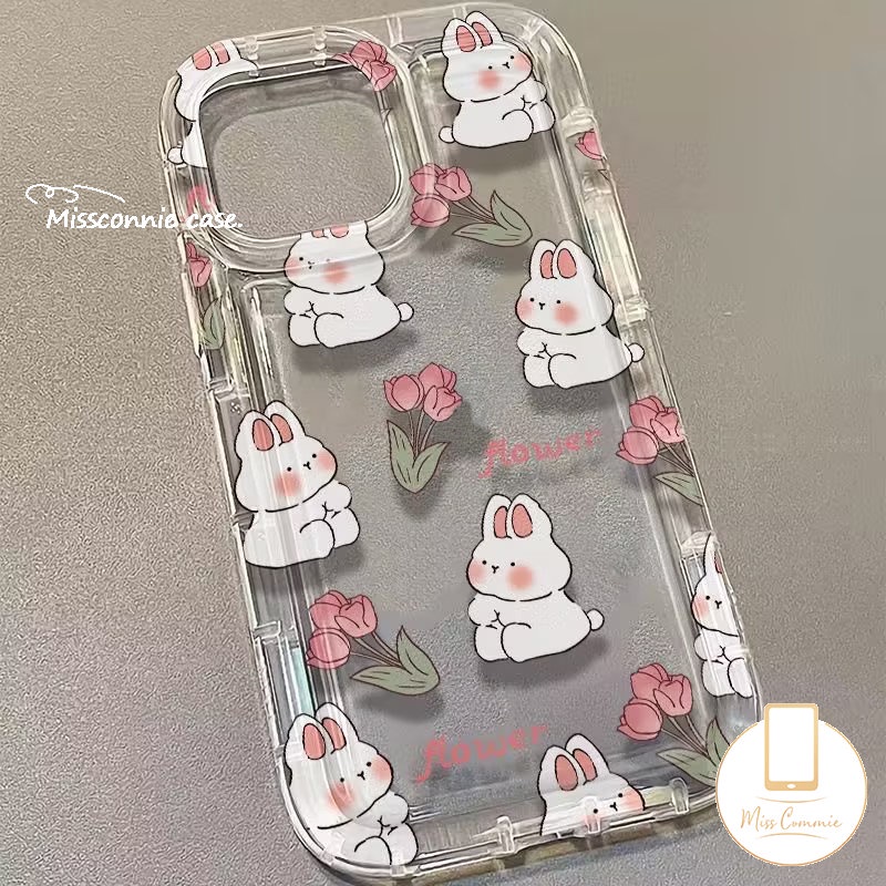 Casing Bening Kartun Kelinci Beruang Lucu Untuk Realme C53 C25s C33 C25Y C21Y C35 C15 5s 7i 9i 5 6i 5i C12 C17 C20 C11 2020 C30S C25 C55 C2 C1 C3 C30 C11 Bunga Tulip Airbag Soft Cover