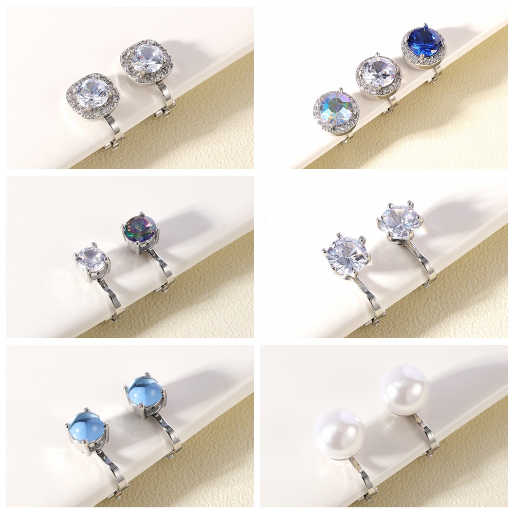 1pasang Anting Klip Kristal Warna Tanpa Tindik Klip Telinga Bunga Mawar Simulasi Mutiara Manset Telinga Tanpa Tindik Anting Lobek