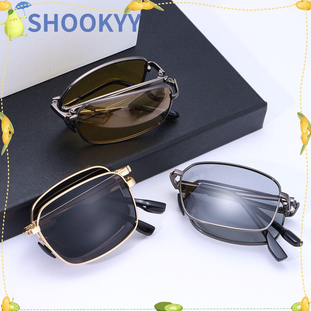 Chookyy Kacamata Hitam Pria Portable Kacamata Lipat Photochromic Sunglasses