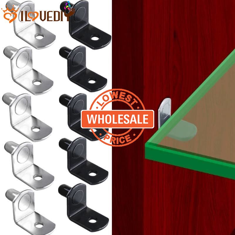 [Harga Grosir] Braket Rak Lemari Pasak Dengan Lubang Shelf Bracket Penyangga Giwang Pasak Lemari Tetap Furniture Bracket Metal Pin Shelves Seperator Rak Holder Rak Dapur