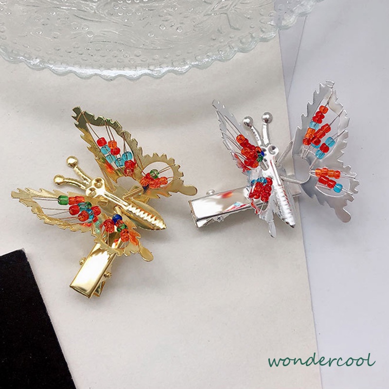 Jepit Rambut Aksesoris Rambut Gaya Kuno Capung Rumbai Langkah Goyang Bergerak Sayap Duckbill Klip Kupu-Kupu-Won