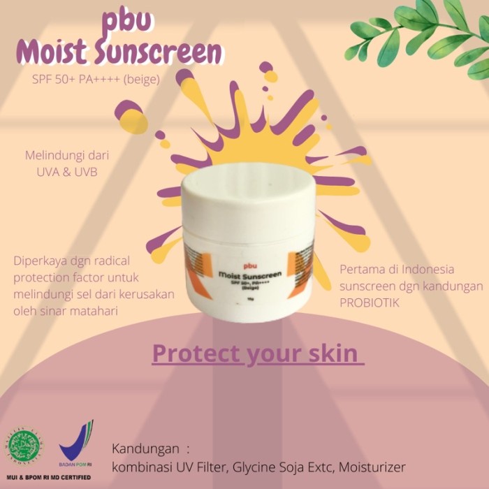 PBU Moist Sunscreen SPF 50 Beige 10gr