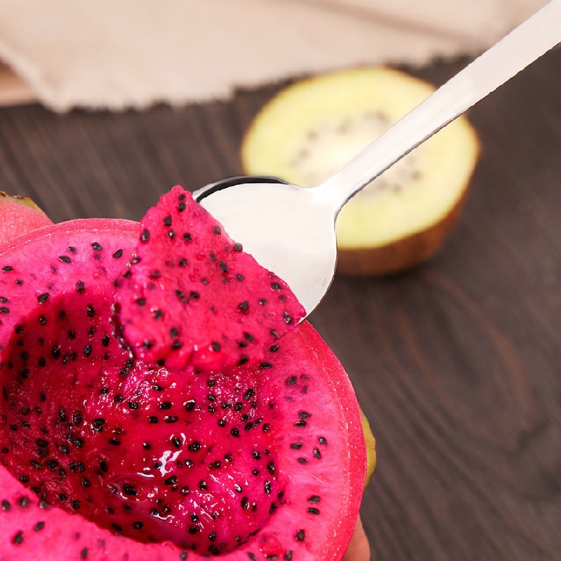 [Unggulan] Sendok Kerokan Buah Tepi Bergerigi Stainless Steel Jelly Kue ladle Bayi Pelengkap Makanan Alat Makan Pegangan Nyaman Menggali Sendok