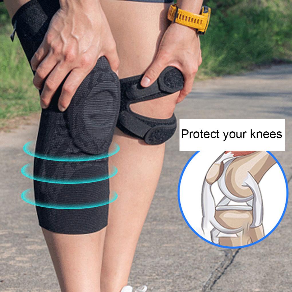 Pelindung Lengan Lutut Dengan Per Penopang Kneepads Breathable Knee Brace Untuk Cedera Gym Basket Security Protection