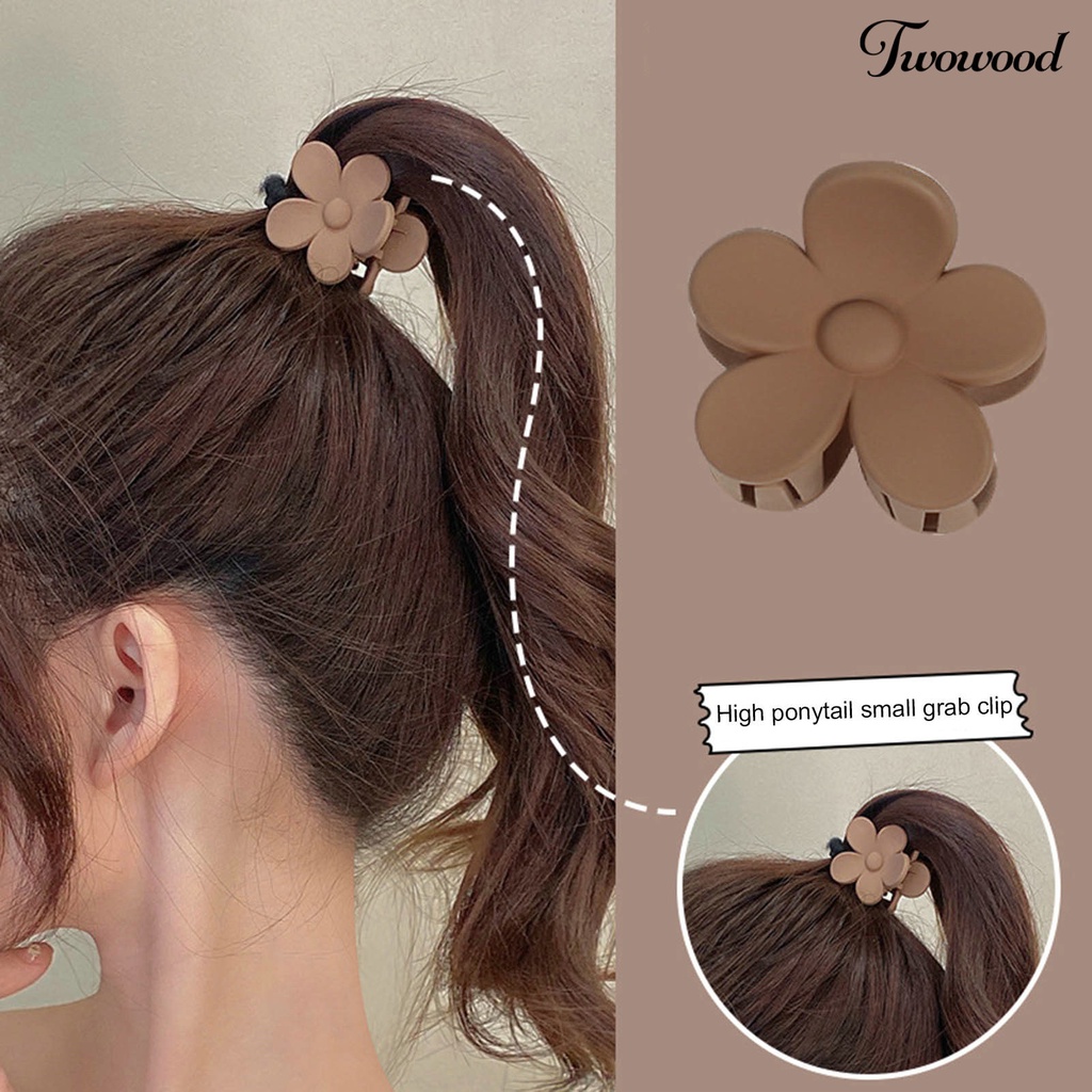 Twowood 2Pcs Bentuk Bunga Rambut Cakar Non-slip Persilangan Gigi Indah Wanita Warna Solid Matte Snap Ponytail Hair Clamp Aksesoris Rambut