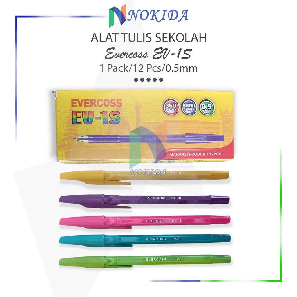 

Nokida Ballpoint Gel Evercoss EV-1S [1 Pack/12 Pcs] / ATK Pulpen Pena Polpen Bolpen Bulpen Balpen Semi Jel Hitam 1 Pak
