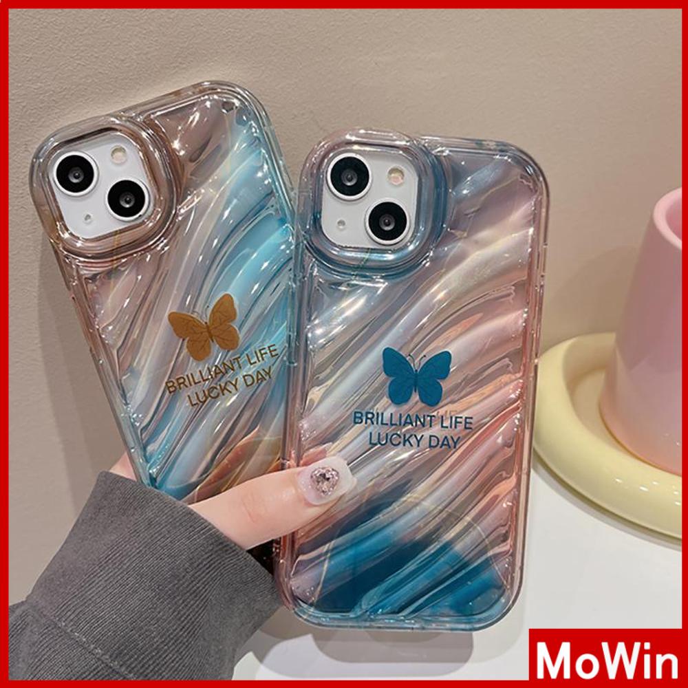 Case iPhone 14 Pro Max iPhone Case Laser Reflektif Bening Phone Case TPU Soft Case Airbag Gradien Sederhana Kupu-kupu Kompatibel dengan iPhone 13 Pro Max 12 Pro Max 11 Xr Xs Max 7 8Plus