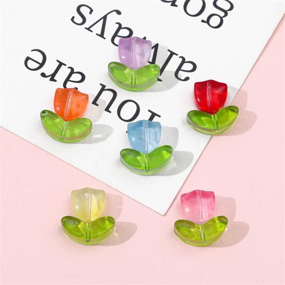 R-FLOWER 320pcs Manik-Manik Bunga Tulip Warna-Warni Gelang Musim Panas Kerajinan Tangan