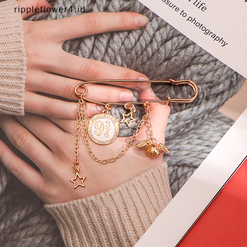 {rippleflower4.id} Fashion Bros Pakaian Golden Snitch Bros Kerah Pin Sweater Dress Brooch~