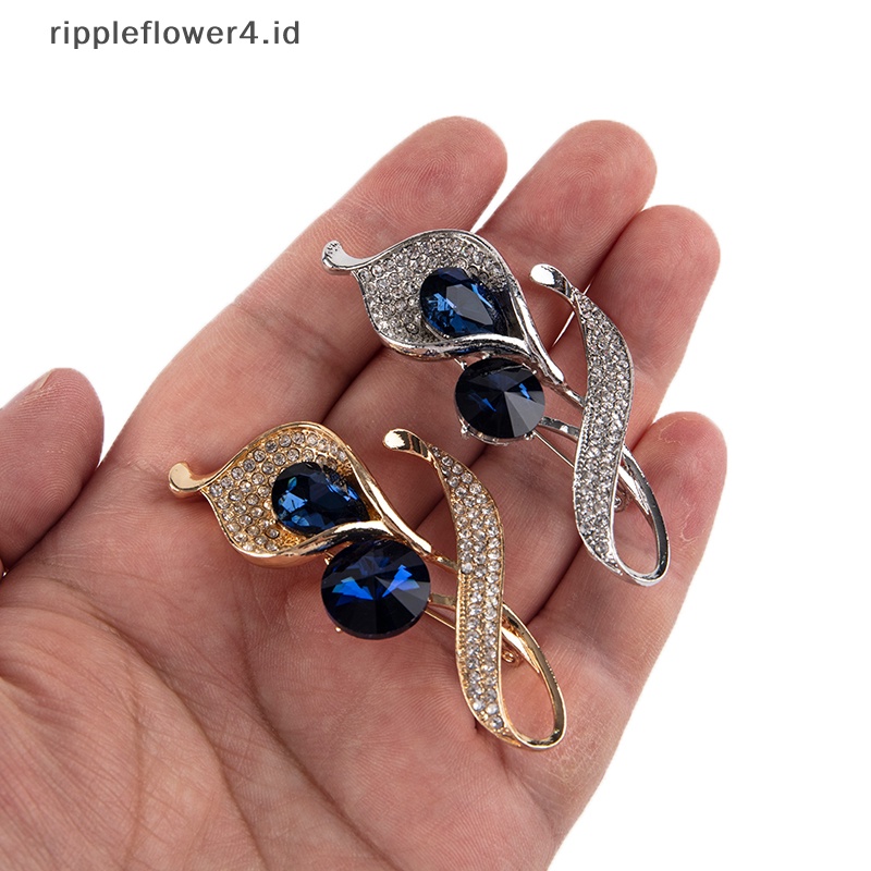 {rippleflower4.id} Bros Morning Glory Kristal Biru Untuk Wanita Pria Berlian Imitasi Penuh Jernih Tanaman Bunga Pin Perhiasan~