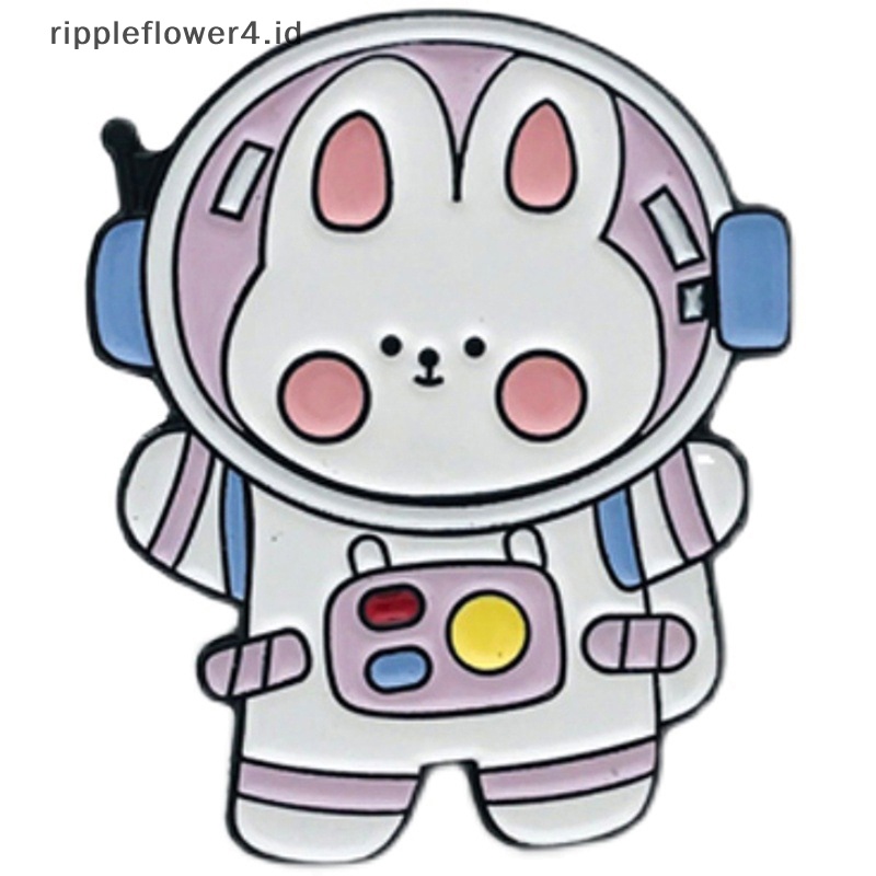 {rippleflower4.id} Bros Pasangan Astronot Sepasang Pin Alloy Lucu Kartun Lencana Dekorasi~